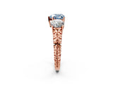 Rose gold Three-Stone Fancy Blue Heart Cut Cut Diamond Ring with Channel-Set Band and Prong Setting_2