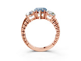 Rose gold Three-Stone Fancy Blue Heart Cut Cut Diamond Ring with Channel-Set Band and Prong Setting_3