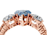 Rose gold Three-Stone Fancy Blue Heart Cut Cut Diamond Ring with Channel-Set Band and Prong Setting_4