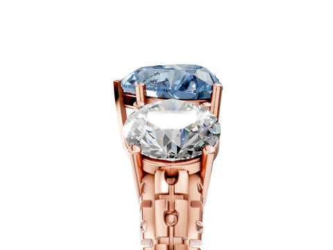 Rose gold Three-Stone Fancy Blue Heart Cut Cut Diamond Ring with Channel-Set Band and Prong Setting_5