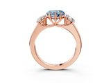 Rose gold Three-Stone Fancy Blue Heart Cut Cut Diamond Ring with Prong Setting and Classic Band_3