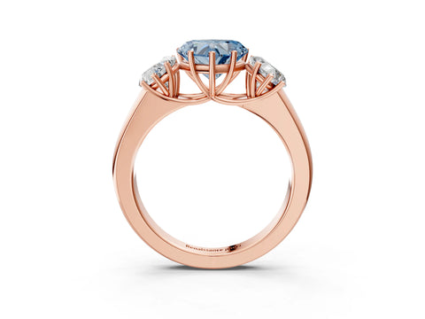 Rose gold Three-Stone Fancy Blue Heart Cut Cut Diamond Ring with Prong Setting and Classic Band_3