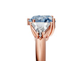 Rose gold Three-Stone Fancy Blue Heart Cut Cut Diamond Ring with Trillion Side Stones and Four-Prong Setting_8