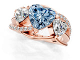 Rose gold Three-Stone Fancy Blue Heart Cut Cut Diamond Split Shank Prong Set Ring_1