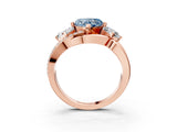 Rose gold Three-Stone Fancy Blue Heart Cut Cut Diamond Split Shank Prong Set Ring_3