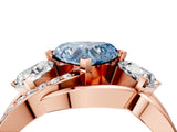 Rose gold Three-Stone Fancy Blue Heart Cut Cut Diamond Split Shank Prong Set Ring_4