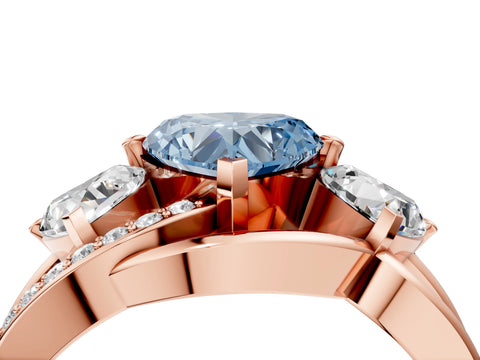 Rose gold Three-Stone Fancy Blue Heart Cut Cut Diamond Split Shank Prong Set Ring_4