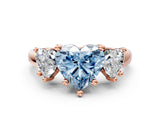 Rose gold Three-Stone Fancy Blue Heart Cut Cut Solitaire Ring with Classic Prong Setting