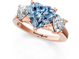 Rose gold Three-Stone Fancy Blue Heart Cut Cut Solitaire Ring with Classic Prong Setting_1