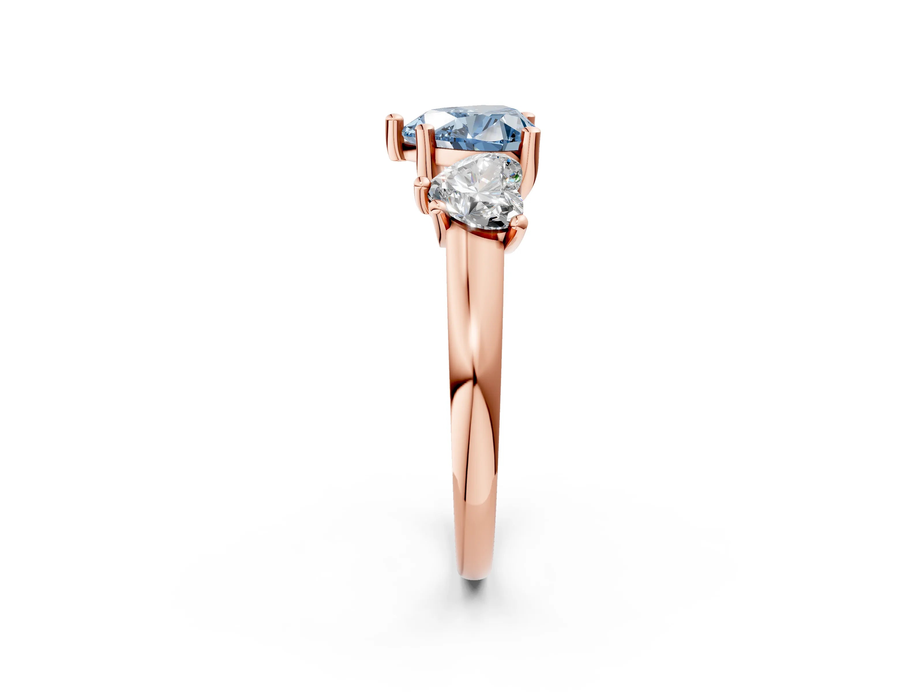 Rose gold Three-Stone Fancy Blue Heart Cut Cut Solitaire Ring with Classic Prong Setting_2