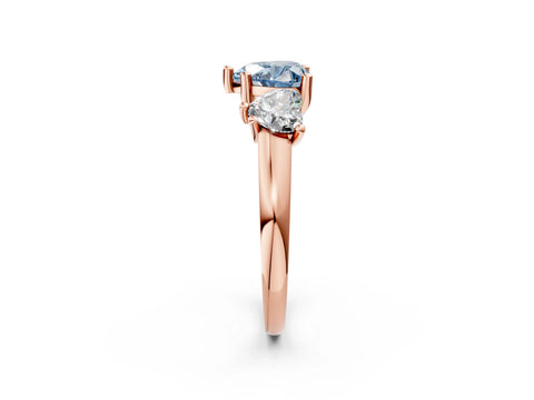 Rose gold Three-Stone Fancy Blue Heart Cut Cut Solitaire Ring with Classic Prong Setting_2