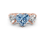 Rose gold Three-Stone Fancy Blue Heart Cut Diamond Braided Band Ring with Four-Prong Setting_40