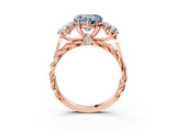 Rose gold Three-Stone Fancy Blue Heart Cut Diamond Braided Band Ring with Four-Prong Setting_43