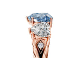 Rose gold Three-Stone Fancy Blue Heart Cut Diamond Braided Band Ring with Four-Prong Setting_45