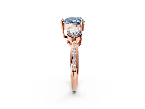 Rose gold Three-Stone Fancy Blue Heart Cut Diamond Channel Set Engagement Ring with Prong Setting_14