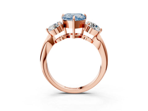 Rose gold Three-Stone Fancy Blue Heart Cut Diamond Channel Set Engagement Ring with Prong Setting_15