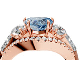 Rose gold Three-Stone Fancy Blue Heart Cut Diamond Engagement Ring with Pave Band and Prong Setting_4