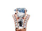 Rose gold Three-Stone Fancy Blue Heart Cut Diamond Engagement Ring with Pave Band and Prong Setting_5