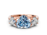 Rose gold Three-Stone Fancy Blue Heart Cut Diamond Engagement Ring with Prong Setting_3