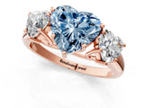 Rose gold Three-Stone Fancy Blue Heart Cut Diamond Engagement Ring with Prong Setting_4