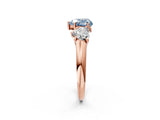 Rose gold Three-Stone Fancy Blue Heart Cut Diamond Engagement Ring with Prong Setting_5