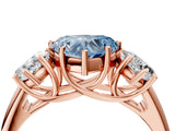 Rose gold Three-Stone Fancy Blue Heart Cut Diamond Engagement Ring with Prong Setting_7