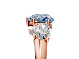 Rose gold Three-Stone Fancy Blue Heart Cut Diamond Engagement Ring with Prong Setting_8