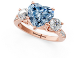 Rose gold Three-Stone Fancy Blue Heart  Cut Diamond Pavé Band with Four-Prong Setting_29