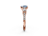 Rose gold Three-Stone Fancy Blue Heart  Cut Diamond Pavé Band with Four-Prong Setting_30