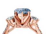 Rose gold Three-Stone Fancy Blue Heart  Cut Diamond Pavé Band with Four-Prong Setting_32
