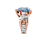 Rose gold Three-Stone Fancy Blue Heart  Cut Diamond Pavé Band with Four-Prong Setting_33