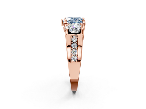 Rose gold Three-Stone Fancy Blue Heart  Cut Diamond Ring with Channel-Set Band and Four-Prong Setting_49