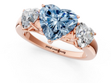 Rose gold Three-Stone Fancy Blue Heart  Cut Diamond Ring with Channel-Set Band and Four-Prong Setting_62