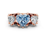 Rose gold Three-Stone Fancy Blue Heart  Cut Diamond Ring with Channel-Set Band and Four-Prong Setting_63