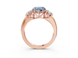Rose gold Three-Stone Fancy Blue Heart  Cut Diamond Ring with Channel-Set Band and Four-Prong Setting_64