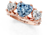 Rose gold Three-Stone Fancy Blue Heart  Cut Diamond Ring with Channel-Set Band and Four-Prong Setting_64