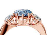 Rose gold Three-Stone Fancy Blue Heart  Cut Diamond Ring with Channel-Set Band and Four-Prong Setting_65
