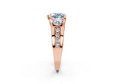 Rose gold Three-Stone Fancy Blue Heart  Cut Diamond Ring with Channel-Set Band and Four-Prong Setting_65