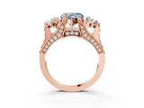 Rose gold Three-Stone Fancy Blue Heart  Cut Diamond Ring with Channel-Set Band and Four-Prong Setting_66