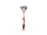 Rose gold Three-Stone Fancy Blue Heart  Cut Diamond Ring with Pear Side Stones in Four-Prong Setting_127