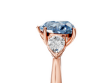 Rose gold Three-Stone Fancy Blue Heart  Cut Diamond Ring with Pear Side Stones in Four-Prong Setting_130