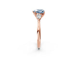 Rose gold Three-Stone Fancy Blue Heart Cut Diamond Ring with Pear  Side Stones in Four-Prong Setting_38