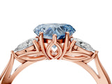 Rose gold Three-Stone Fancy Blue Heart Cut Diamond Ring with Pear  Side Stones in Four-Prong Setting_40