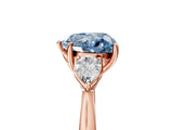 Rose gold Three-Stone Fancy Blue Heart Cut Diamond Ring with Pear  Side Stones in Four-Prong Setting_41
