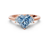 Rose gold Three-Stone Fancy Blue Heart  Cut Diamond Solitaire with Prong Setting and Classic Band_42