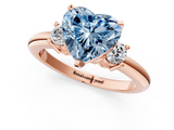 Rose gold Three-Stone Fancy Blue Heart  Cut Diamond Solitaire with Prong Setting and Classic Band_43