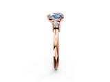 Rose gold Three-Stone Fancy Blue Heart  Cut Diamond Solitaire with Prong Setting and Classic Band_44