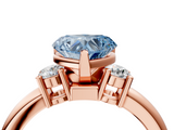 Rose gold Three-Stone Fancy Blue Heart  Cut Diamond Solitaire with Prong Setting and Classic Band_46