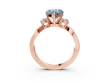Rose gold Three-Stone Fancy Blue Heart  Cut Diamond Twist Band with Prong Setting_40