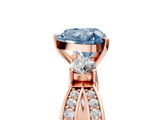 Rose gold Three-Stone Fancy Blue Heart  Cut Diamond Twist Band with Prong Setting_42